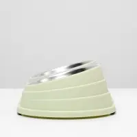 Миска металлическая двойная наклонная на пластиковом основании, 28,5 х 15 х 7 см, зелёная