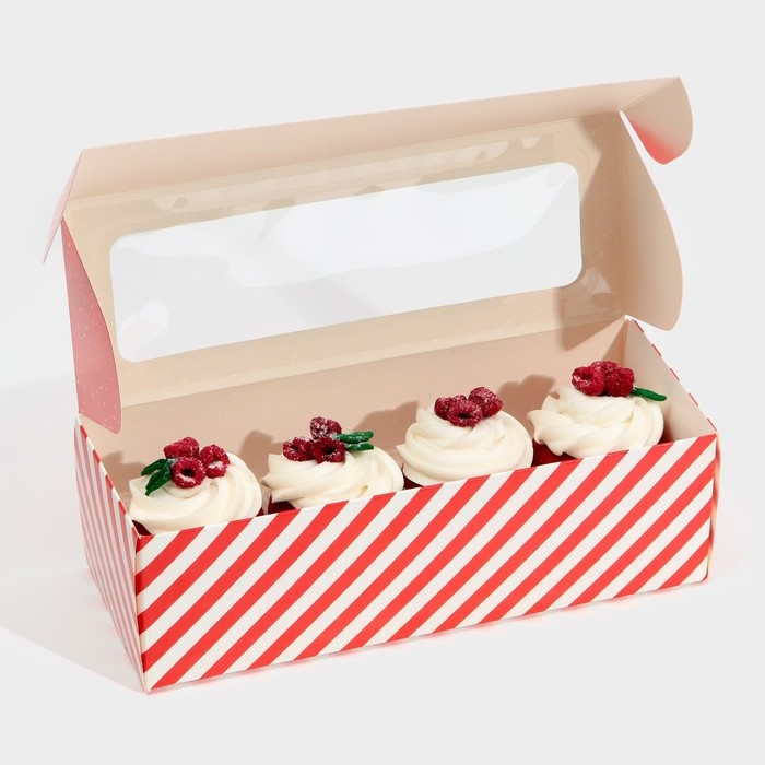 Коробка для кондитерских изделий с окном &laquo;С Новым годом!&raquo;, 26 х 10 х 8 см, Новый год