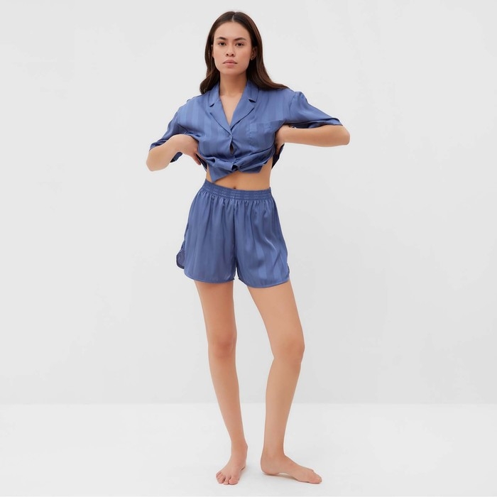 Пижама женская (рубашка и шорты) KAFTAN "Полоса" р.44-46, синий