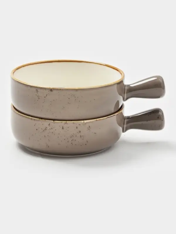 Кокотницы Magistro &laquo;Церера&raquo;, набор 2 шт., 500 мл, d=15 см, фарфор, коричневые