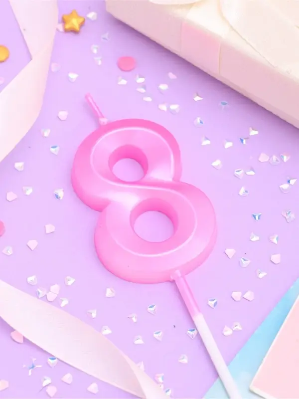 Свеча в торт на шпажке &laquo;Грань&raquo;, цифра 8, 5 см, розовая