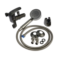 Смеситель для ванны ZEIN Z3839, однорычажный, душевой набор, лейка 5 режимов, графит Смеситель для ванны ZEIN Z3839, однорычажный, душевой набор, лейка 5 режимов, графит