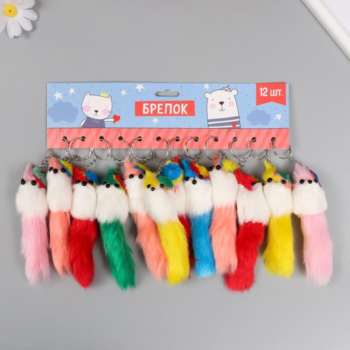 Пушистик на кольце Пушистик на кольце "В радужной шляпке со стразой", МИКС