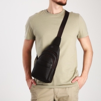 Сумка-слинг мужская из искусственной кожи, цвет коричневый Сумка-слинг мужская из искусственной кожи, цвет коричневый