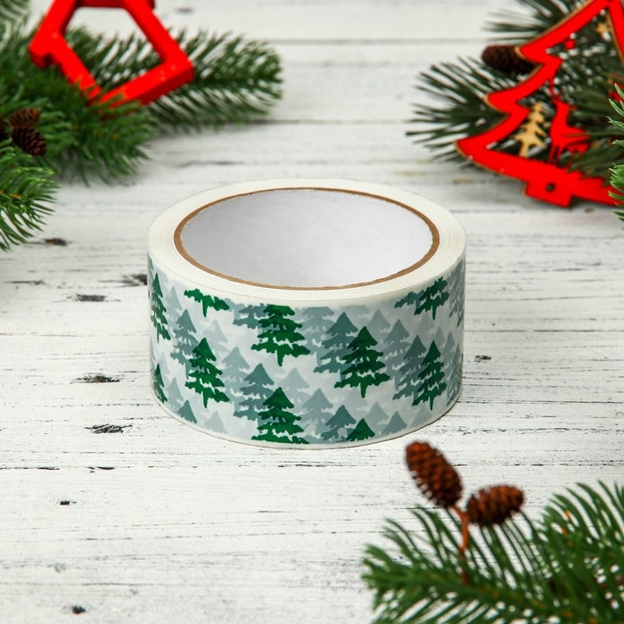 Скотч новогодний с логотипом Скотч новогодний с логотипом "Елки" 48*45м 45мкм