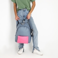 Рюкзак школьный текстильный с цветным карманом, 30х39х12 см, цвет серый/розовый