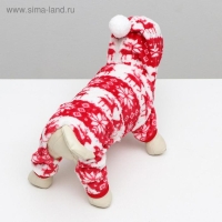 Комбинезон "Олени" с капюшоном, размер S (ДС 25 см, ОГ 35 см, ОШ 25 см), красный Комбинезон "Олени" с капюшоном, размер S (ДС 25 см, ОГ 35 см, ОШ 25 см), красный