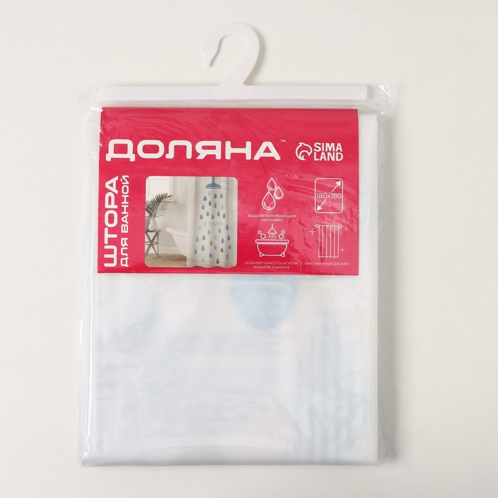 Штора для ванной Доляна &laquo;Капли&raquo;, 180&times;180 см, EVA