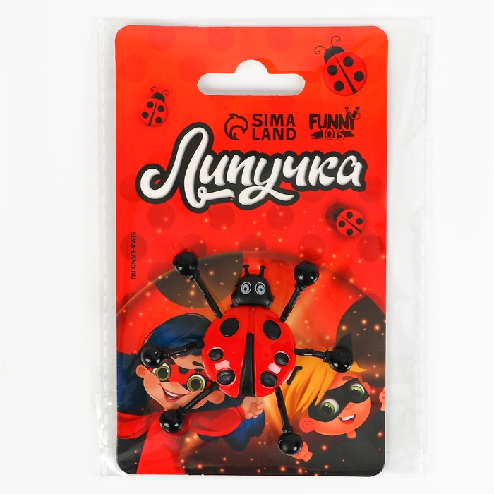 Липучка &laquo;Божья коровка&raquo;, цвета МИКС, на блистере