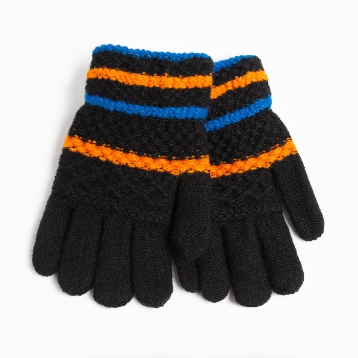 Перчатки детские, цвет чёрный, размер 15 (7-8 лет)