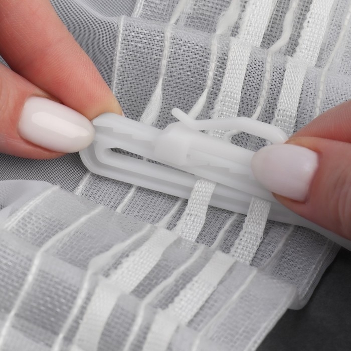 Крючок для штор, регулируемый, 7 &times; 2,3 &times; 0,5 см, 10 шт, цвет белый