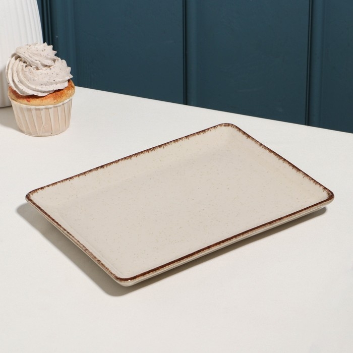 Блюдо фарфоровое Pearl, 23×17см, бежевое Блюдо фарфоровое Pearl, 23×17см, бежевое