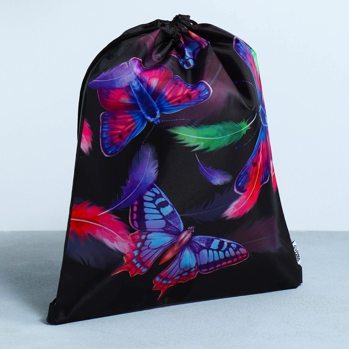 Мешок для обуви &laquo;Яркие бабочки&raquo; болоньевый материал, 30 х 40 см