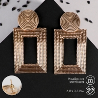 Серьги металл &laquo;Афина&raquo; круг и прямоугольник, цвет золото