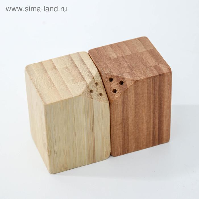 Набор для специй, 10&times;5&times;7 см, 2 шт, на магнитах, бамбук