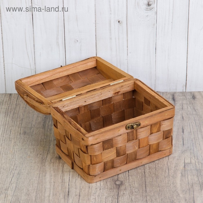 Сундук &laquo;Плетёнка&raquo;, с замком, 17&times;12&times;12 см, шпон