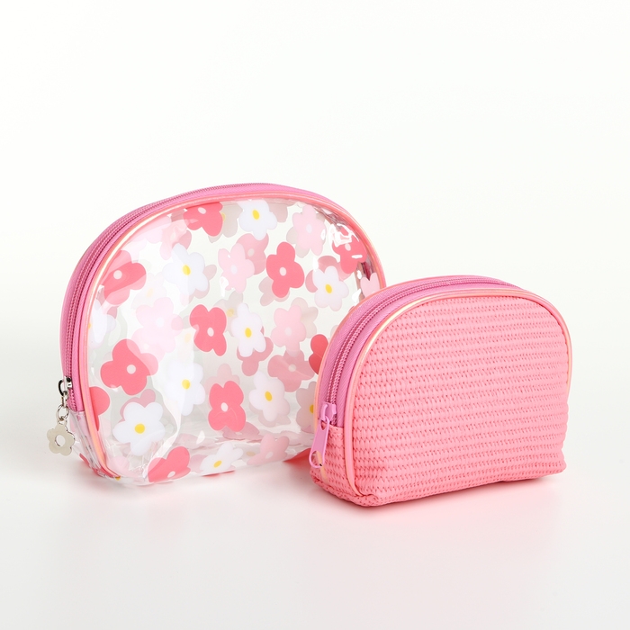 Набор косметичек 2 в 1 на молнии, цвет розовый Набор косметичек 2 в 1 на молнии, цвет розовый
