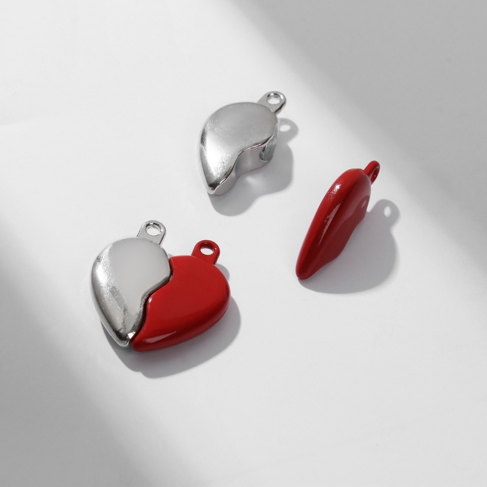 Замок магнитный «Сердце» (набор 2 шт.), цвет серебристо-красный Замок магнитный «Сердце» (набор 2 шт.), цвет серебристо-красный