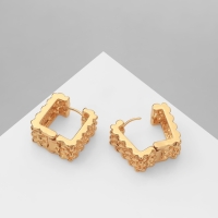 Серьги металл &laquo;Аккорд&raquo; орнамент, квадрат, цвет золото