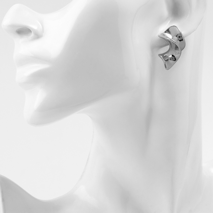 Серьги металл &laquo;Абстракция&raquo; хвост, цвет серебро