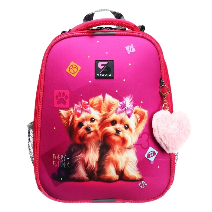 Рюкзак каркасный школьный 38 х 30 х 16 см, эргономичная спинка, Stavia "Йорки", розовый