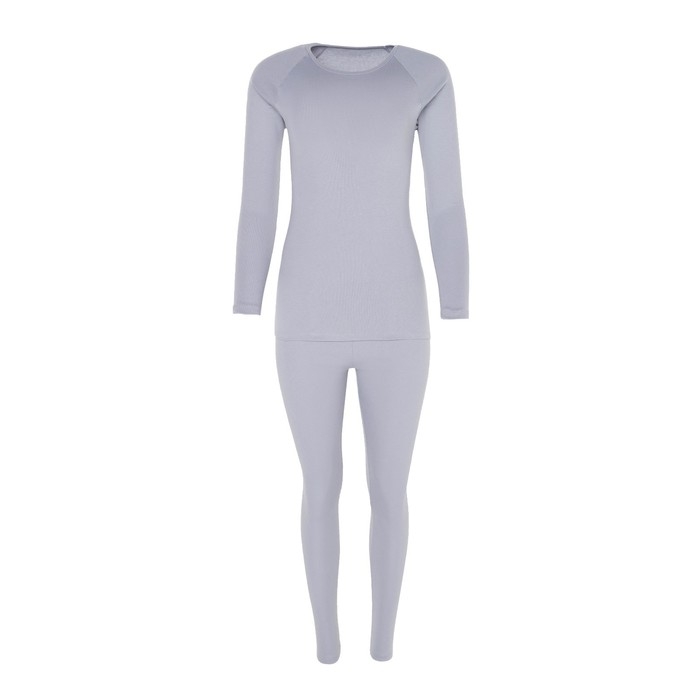 Термобельё женское (лонгслив, леггинсы), цвет светло-серый, размер 52