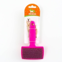 Пуходерка пластиковая мягкая с закругленными зубьями, средняя, 9 х 15,5 см, розовая Пуходерка пластиковая мягкая с закругленными зубьями, средняя, 9 х 15,5 см, розовая