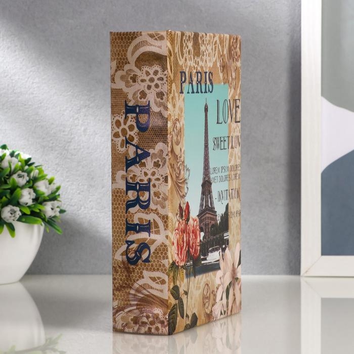 Сейф-книга дерево "Весна в Париже" кожзам 21х13х5 см