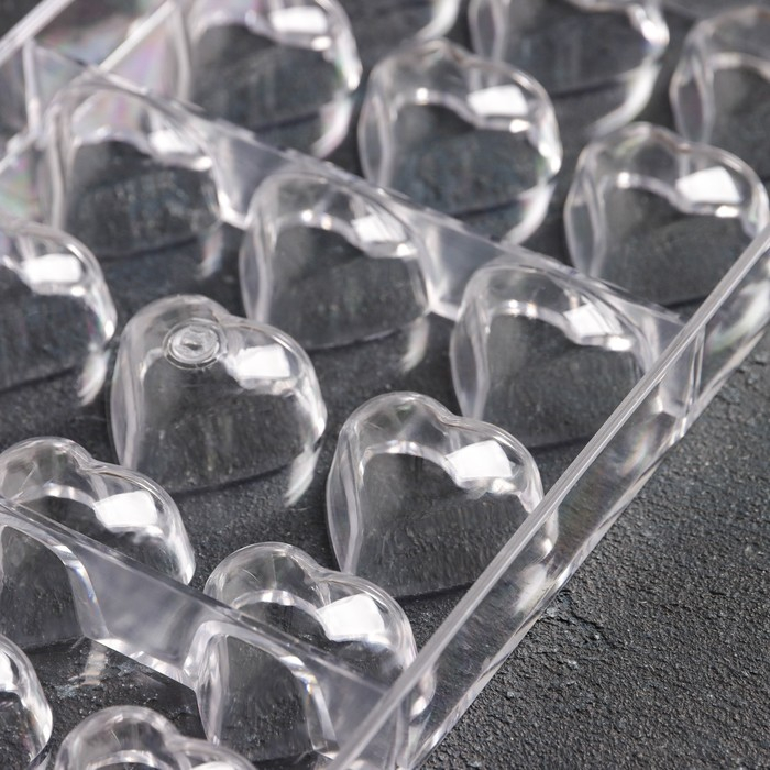 Форма для конфет и шоколада KONFINETTA &laquo;Сердца&raquo;, 27,5&times;13,5 см, 21 ячейка 2&times;3 см, цвет прозрачный