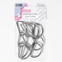 Полукольца для сумок, d = 32 мм, толщина - 3 мм, 10 шт, цвет серебряный
