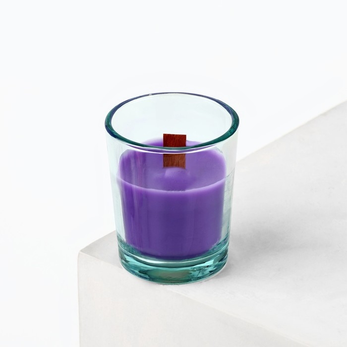 Ароматическая свеча в стекле &laquo;Цветочные поля&raquo;, с соевым воском: лаванда, 6 х 5 х 5 см.