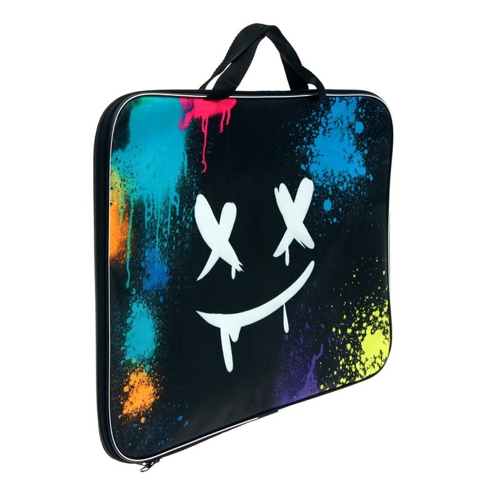 Папка для чертежей и рисунков А3, 470 х 350 х 20 мм, с ручками, текстильная, Calligrata Папка для чертежей и рисунков А3, 470 х 350 х 20 мм, с ручками, текстильная, Calligrata "Смайл"