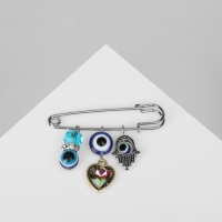 Булавка-оберег &laquo;Взаимная любовь&raquo;, цветная в серебре