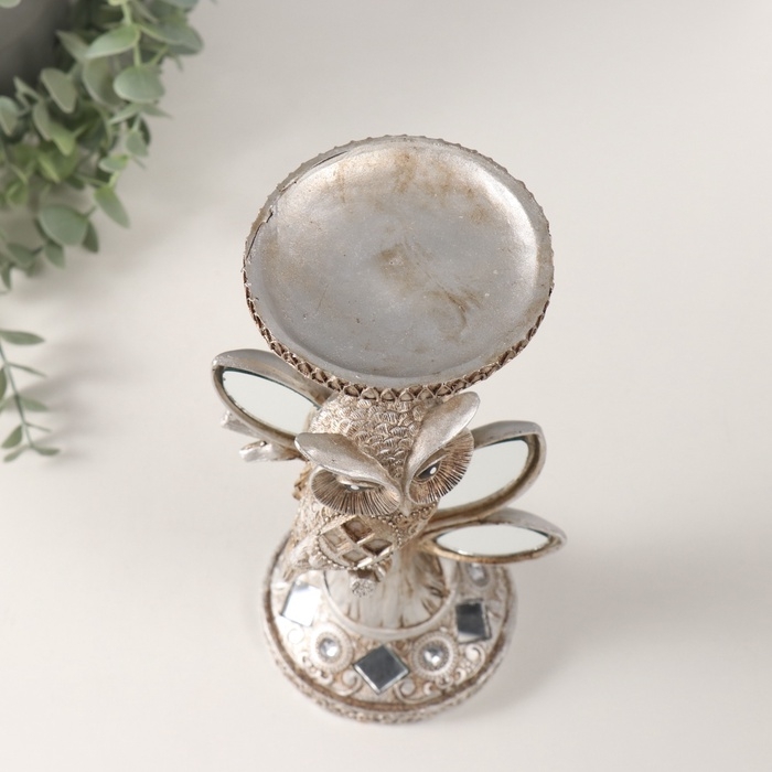 Подсвечник полистоун на 1 свечу Подсвечник полистоун на 1 свечу "Филин на дереве с зеркальными листьями" 11,5х9х24,2 см