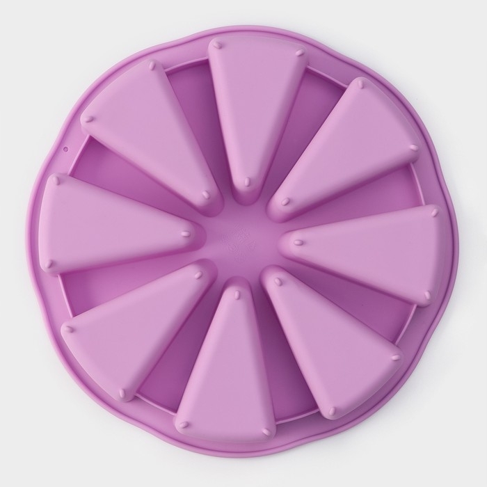 Форма для выпечки Доляна &laquo;Сладости. Кусочки торта&raquo;, силикон, d=26 см, 8 ячеек (9,5&times;5,8 см), цвет сиреневый