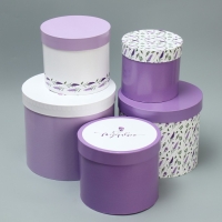 Набор шляпных коробок 5 в 1, упаковка подарочная, &laquo;Лаванда&raquo;, 13 х 14 ‒ 19.5 х 22 см