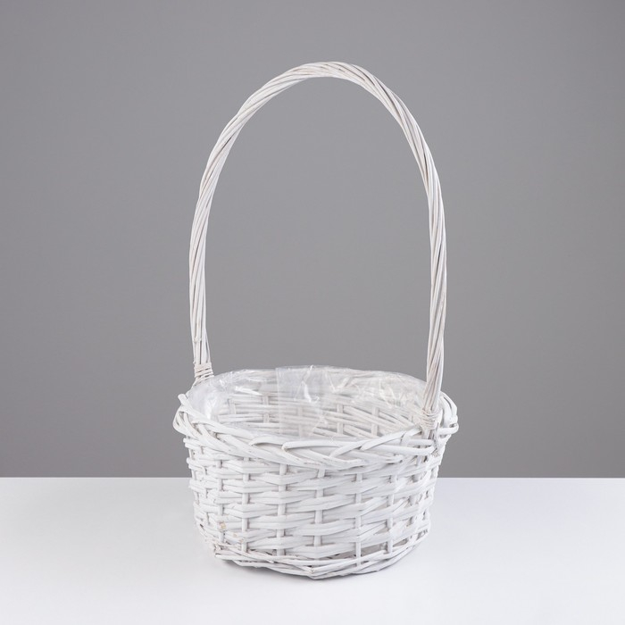 Набор корзин &laquo;Плетёнка&raquo;, белый, 3 шт, 28&times;14/45 см, 24&times;13/41 см, 19&times;11/37 см, ива