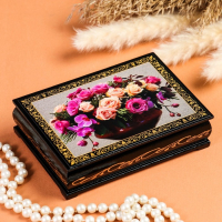 Шкатулка &laquo;Орхидеи с розами&raquo;, 10&times;14 см, лаковая миниатюра
