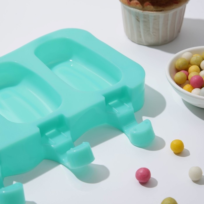 Форма для мороженого &laquo;Эскимо классика&raquo;, силикон, 25,8&times;14,6&times;2,6 см, 4 ячейки, цвет МИКС