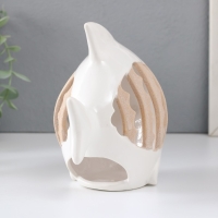 Подсвечник керамика на 1 свечу "Рыбка с узорами" белый 15,7х8,8х14,3 см