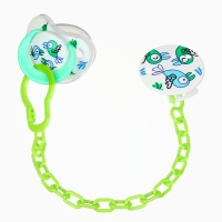 Набор: Соска - пустышка с держателем &laquo;Птички&raquo;, ортодонтическая, +6 мес, цвет зеленый