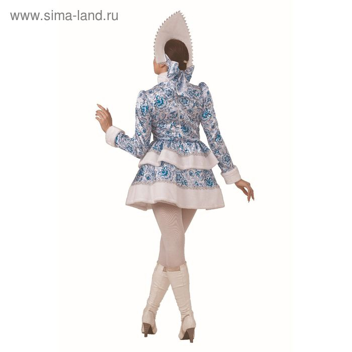 Карнавальный костюм &laquo;Снегурочка&raquo;, голубые узоры, размер 46, рост 170 см