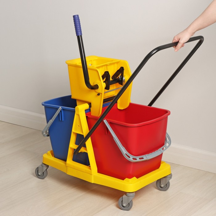 Тележка уборочная двухведерная, с отжимом, 46 л Тележка уборочная двухведерная, с отжимом, 46 л