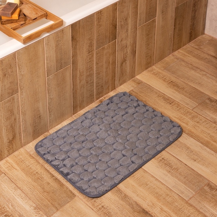 Коврик для ванной Этель &laquo;Ромбы&raquo;, цв. светло-серый, 40х60 см