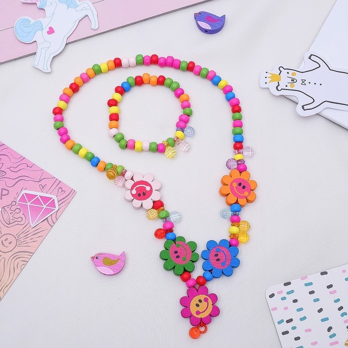 Набор детский &laquo;Выбражулька&raquo; 2 предмета: кулон, браслет, цветы ромашки веселые