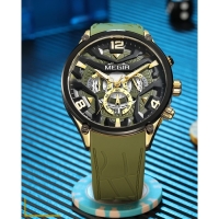 Часы наручные кварцевые мужские, d-4.6 см, с хронографом, 3 АТМ, светящиеся, зеленые