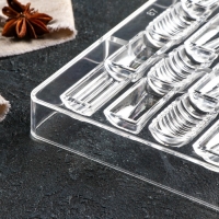 Форма для конфет и шоколада &laquo;Фигурный батончик&raquo;, 20&times;12&times;2,5 см, 20 ячеек 3,3&times;1,6&times;0,8 см, цвет прозрачный