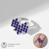 Кольцо &laquo;Сердце&raquo; пиксели, цвет синий в серебре, безразмерное