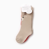 Новый год.Гольфы детские 2 пары Крошка Я, 10-12 см, бежевый / красный Новый год.Гольфы детские 2 пары Крошка Я, 10-12 см, бежевый / красный