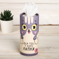 Салфетки бумажные в тубусе &laquo;Для тех, у кого лапки&raquo;, 50 шт, двухслойные